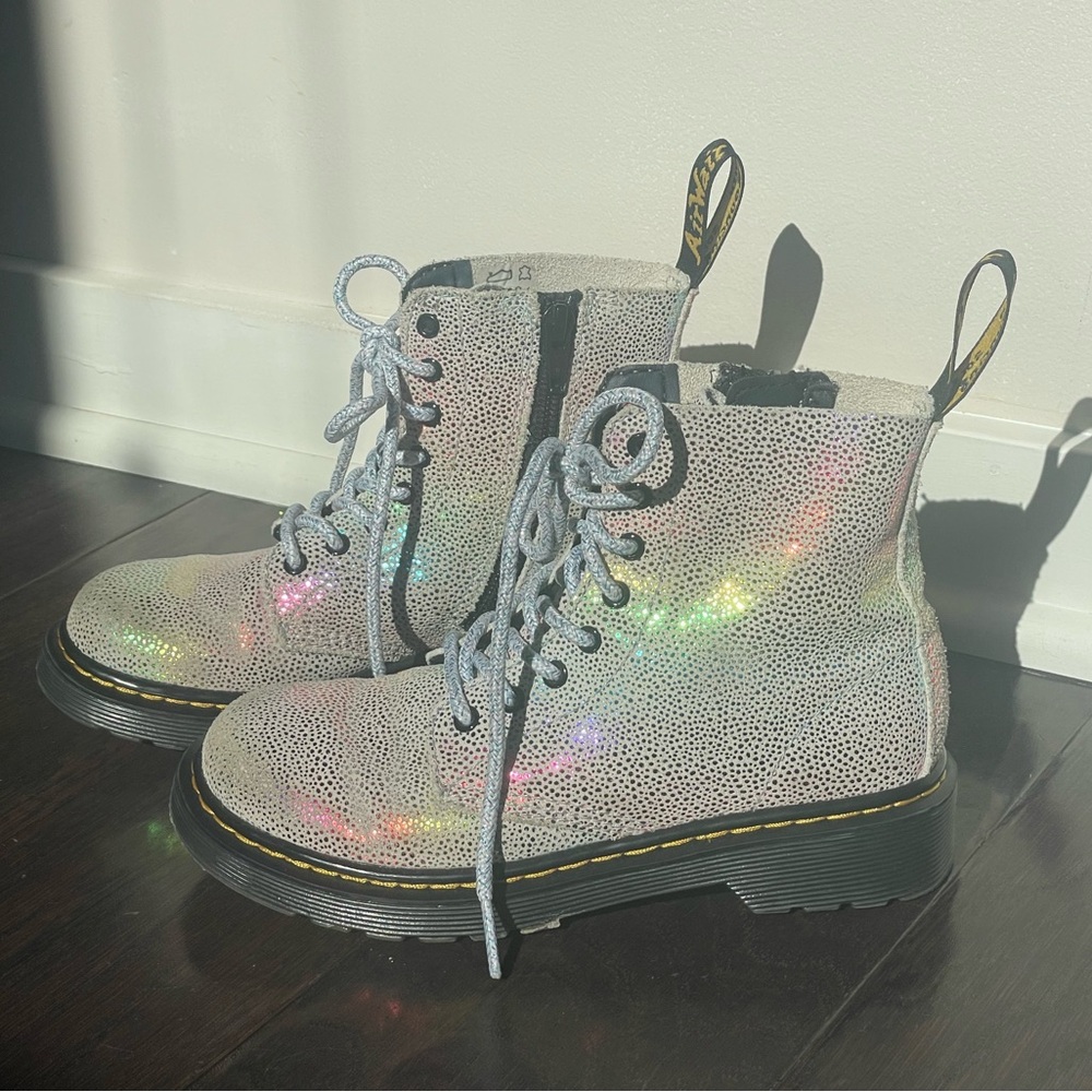 Doc Martens Kids Iridescent 1460 Suede Pascal Boots EUC